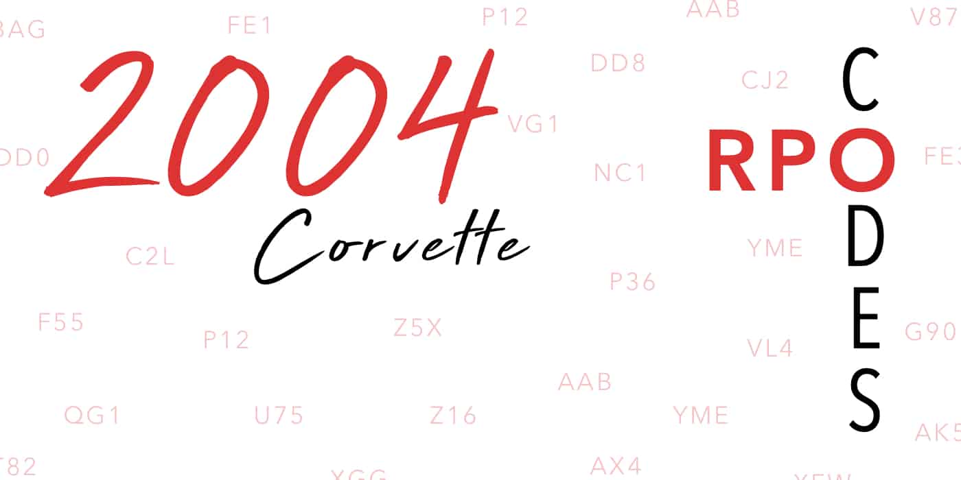 2004 Corvette RPO Codes Banner